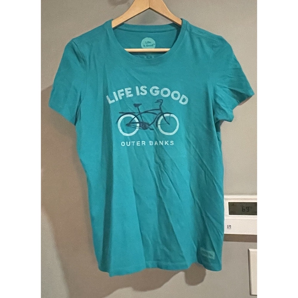 Life Is Good Top Crusher Tee Graphic Outer Banks VNeck Womens Medium